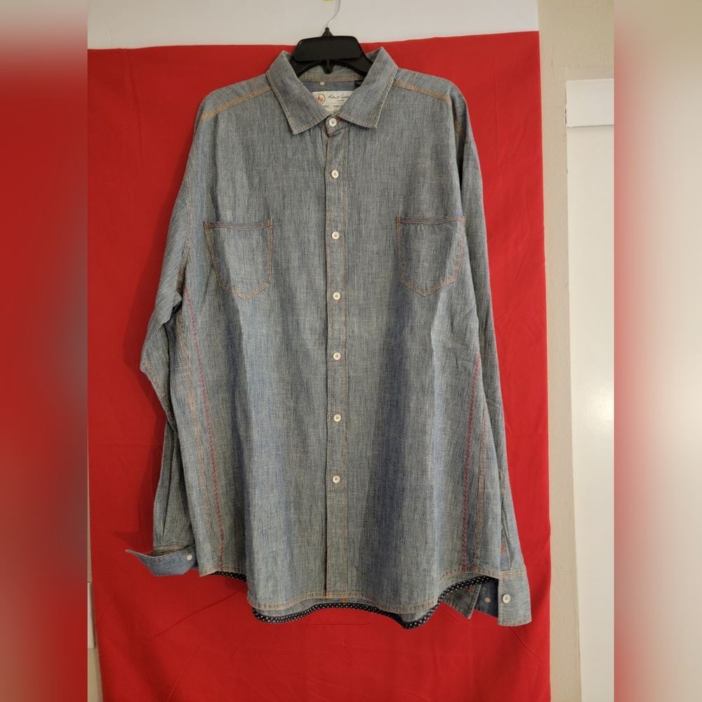 Light blue Men's long sleeve shirt Robert Graham JEANSCODE  Size; 3XL